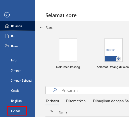 Cara konversi Word ke PDF